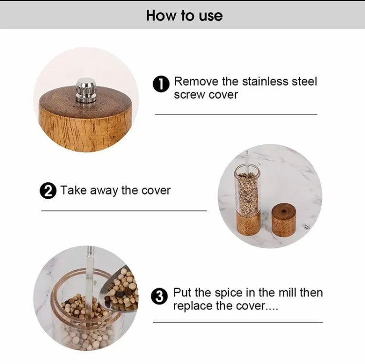Manual Sea Salt Pepper Grinder, Cylindrical Wooden Salt and Pepper Grinder, Kitchen Seasoning Tool Manual Sea Salt Pepper Grinder, Cylindrical Wooden Salt and Pepper Grinder, Kitchen Seasoning Tool